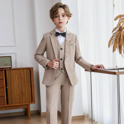 兒童西裝男童英倫紳士西服男孩周嵗生日花童婚禮服鋼琴主持演出服