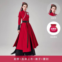 打鼓雪龍吟舞蹈演出服新款花木蘭服裝女俠客武俠鼓古典象王行
