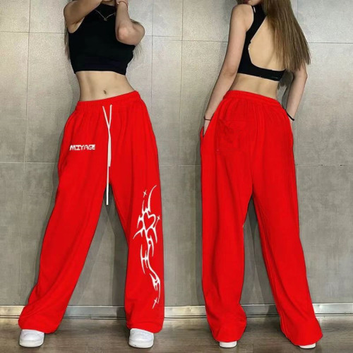 高腰束腳寬松歐美辣妹風jazz跳舞hiphop運動褲女