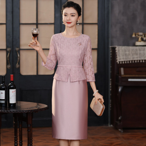 2024秋季新款高貴氣質喜婆婆婚宴禮服小個子大碼年輕媽媽裝連衣裙