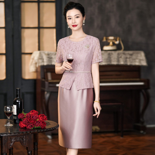 2024秋季新款高貴氣質喜婆婆婚宴禮服小個子大碼年輕媽媽裝連衣裙