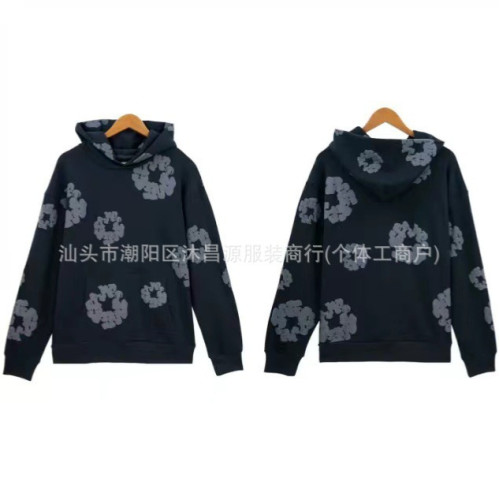 美式潮流復古髮泡印花寬松衛衣嘻哈個性街頭套頭連帽衫衛衣套裝