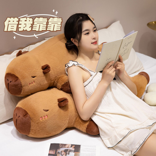 趴款水豚卡皮巴拉抱枕女生睡覺床上抱睡公仔長條枕毛絨玩具布娃娃