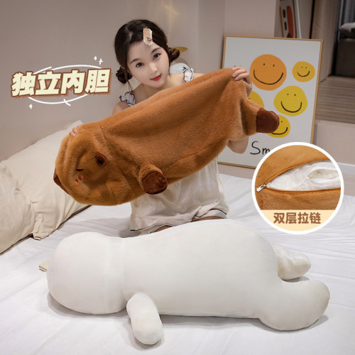 趴款水豚卡皮巴拉抱枕女生睡覺床上抱睡公仔長條枕毛絨玩具布娃娃
