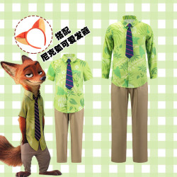 尼克狐衣服cos服兒童男孩夏天演出服裝成人狐狸尼克春秋長袖襯衣