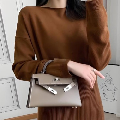 2025秋冬時尚百搭牛皮高級質感凱莉包mini單肩斜背手提女士包