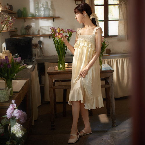 吊帶睡裙女夏季甜美可愛薄款少女睡衣純棉夏款大碼家居服