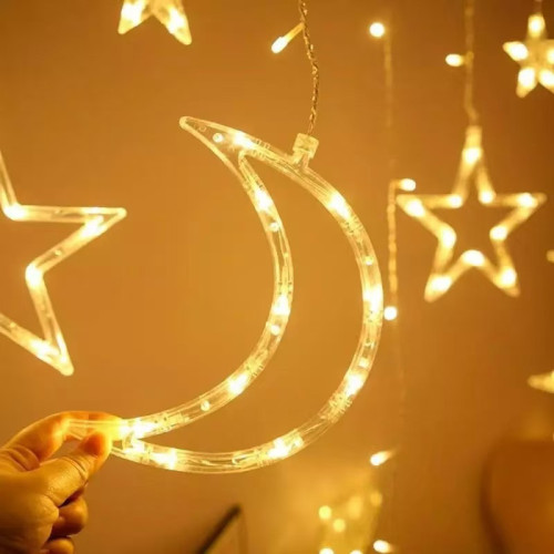 聖誕燈星月窗簾燈星星燈彩燈閃燈串燈滿天星網紅臥室房間布置裝飾