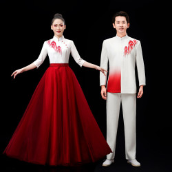 新款男女大合唱演出服學生紅歌比賽詩歌朗誦舞台表演服主持人服裝