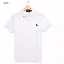 爆款小馬標男式翻領刺綉純色純棉大碼寬松短袖t恤經典POLO衫