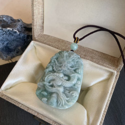 天然翡翠龍牌如意玉珮吊墜 玉石掛件翡翠吊墜