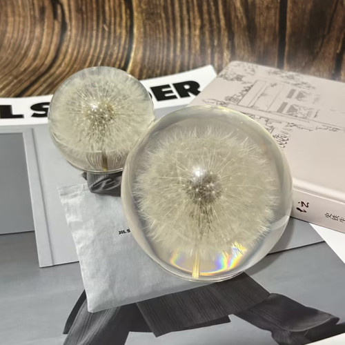 創意蒲公英乾花標本水晶球樹脂天然木質工藝品擺件家居裝飾品禮物
