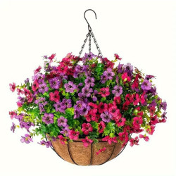新款春季花環掛件前門裝飾掛件花籃小花吊籃春季仿真花裝飾品
