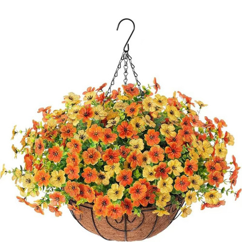 新款春季花環掛件前門裝飾掛件花籃小花吊籃春季仿真花裝飾品