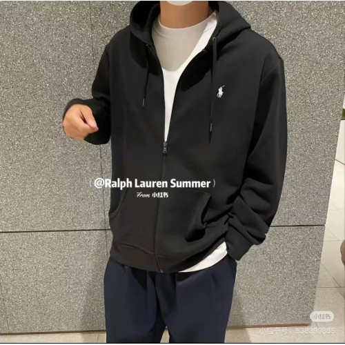 十色拉夫RL基礎款小馬刺綉Logo連帽衛衣男女款拉鍊外套潮