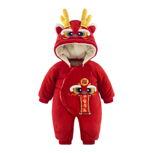 新生嬰兒連體衣冬季加厚秋冬衣服拜年服夾棉保暖哈衣寶寶冬裝棉服