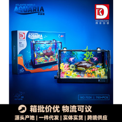 得客創想7024水族館海龜燈光海洋生態缸益智積木拼裝玩具兼容樂高