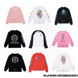 毒家版24SS新款CH克羅伈十字架馬蹄梵文印花長袖男女