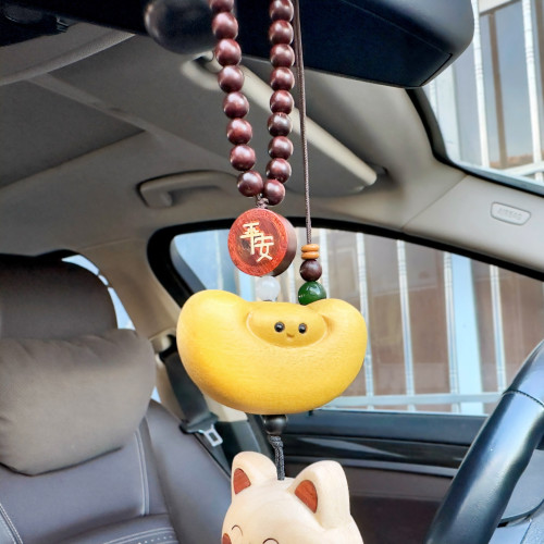 招財貓車掛~木製裝飾包掛汽車掛件新款車用掛飾原創創意禮物可愛