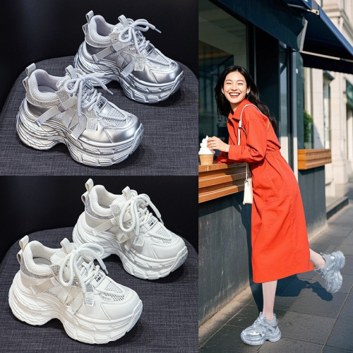 厚底網紅時尚老爹鞋女2025新款休閒百搭內增高輕便小個子運動潮鞋