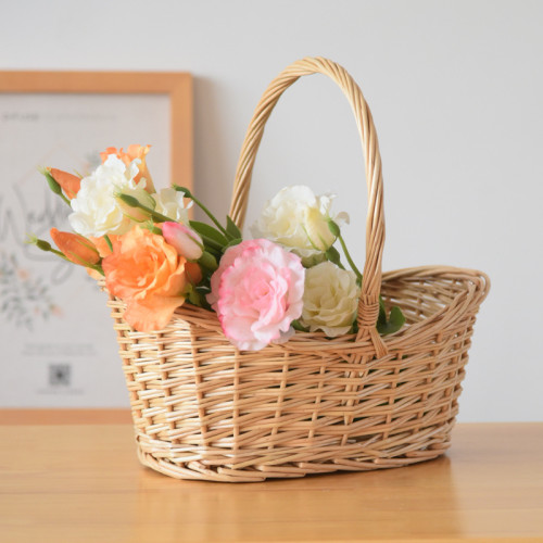藤編收納籃柳編手提插鮮花籃手工編織筐籃田園蔬菜採摘水果籃子