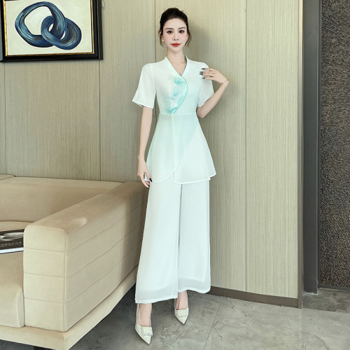 2025春夏新款足療工作服女裝美容院按摩spa養生套裝中式漸變-1512