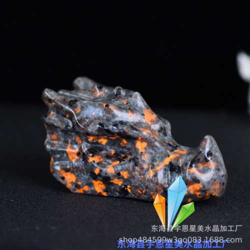 天然火焰石卡通動漫擺件原石雕刻公仔家居擺設孩子禮物