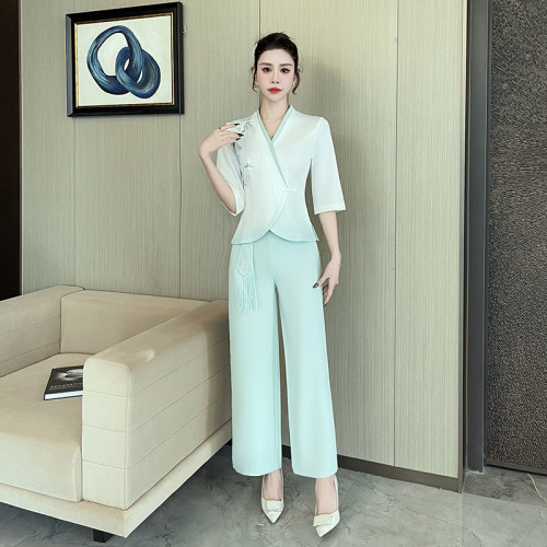 2025新款美容養生館套裝女足浴酒店中式採耳按摩技師工作服-1508