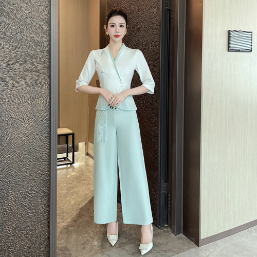 2025新款美容養生館套裝女足浴酒店中式採耳按摩技師工作服-1508