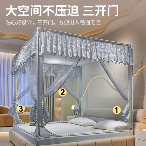 歐式宮廷A類兒童防摔蚊帳家用臥室三開門拉鍊坐床嬰兒防掉床全包