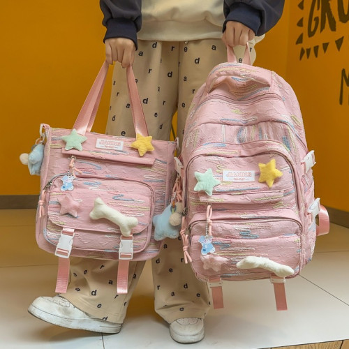 2025新款書包兒童小學生3-6年級女生初中生高中後背包學院風雙肩包