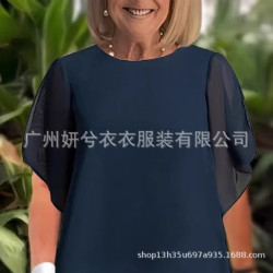 歐美2025早春新款氣質雪紡純色寬松不規則時尚套裝