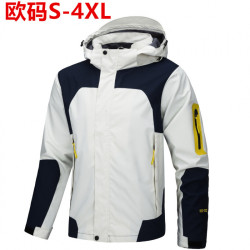 歐碼沖鋒衣男夾克薄款戶外防風防水連帽情侶登山服外套