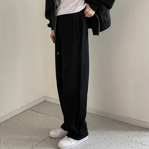 1110-YU086-P127 毛邊褲 寬松直筒設計款休閒長褲