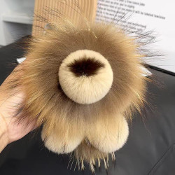 獺兔毛小獅子包包掛件貉子毛獅子辛巴掛飾可愛毛絨公仔汽車鑰匙扣
