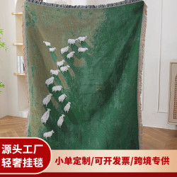 戶外野餐墊露營毯棉線毯子客廳裝飾風景動物掛毯加厚沙發蓋毯