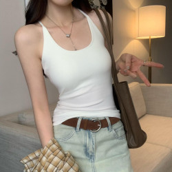 美式酷辣自帶胸墊工字無袖吊帶女夏季202新款內搭打底上衣
