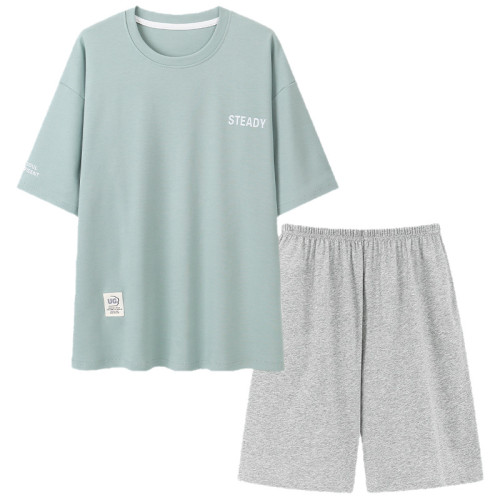 睡衣男夏季莫代爾短袖短褲青少年夏天簡約薄款涼感男士家居服套裝