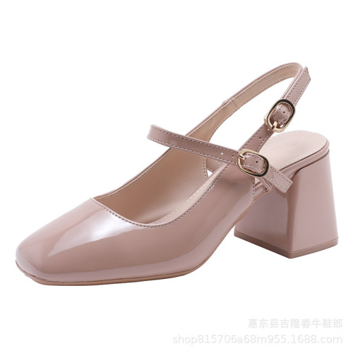 粗跟後空女涼鞋 大碼加寬加肥女鞋414243 31 32 33【 7639-12】