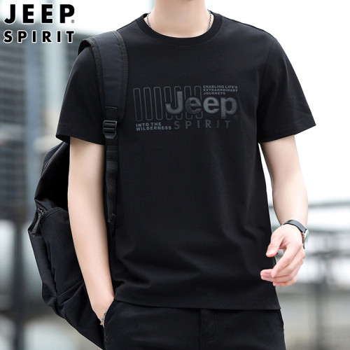 JEEP SPIRIT 24夏季新款男士休閒短袖時尚百搭T恤圓領潮流運動