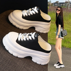 9185-13厚底百搭小白鞋女2024年秋季新款增高松糕鞋輕便休閒板鞋