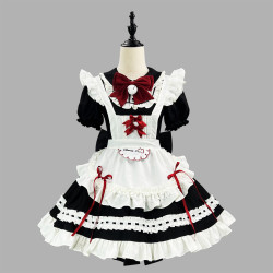 新款 黑白可愛軟妹女僕lolita連衣裙女傭服軟妹咖啡廳二次元