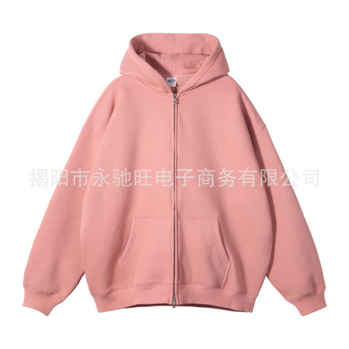 寬松百搭拉鍊衛衣衛褲套裝純色休閒連帽衫個性街頭嘻哈