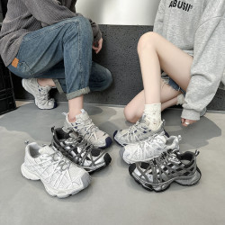 巴黎綁帶厚底老爹鞋女鞋2025早春新款小個子超好看網面運動鞋潮女