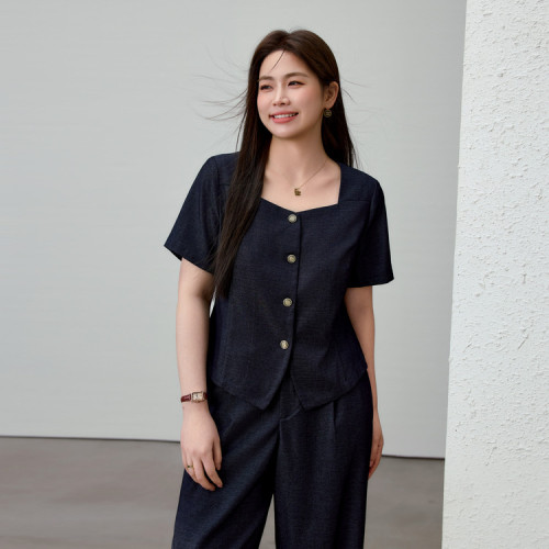 【時髦氣質舒適垂感顯瘦兩件套裝】纖莉秀大碼女裝胖mm2025春新款