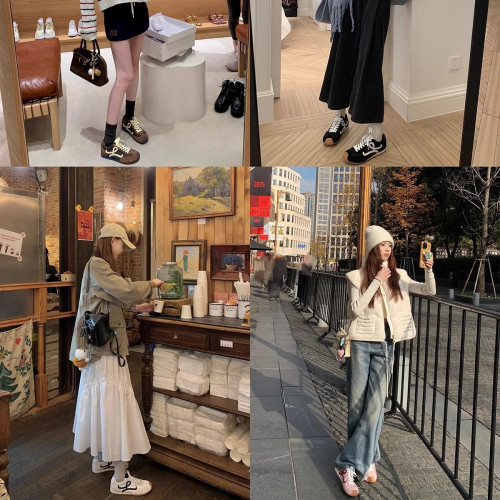 王一博同款真皮內增高德訓鞋女2025新款厚底小白鞋醜萌運動休閒鞋