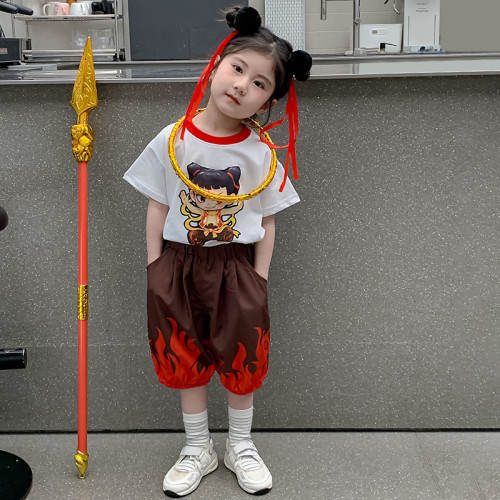 女童夏裝2025新款哪吒服裝兒童套裝網紅炸街女寶寶夏季洋氣兩件套