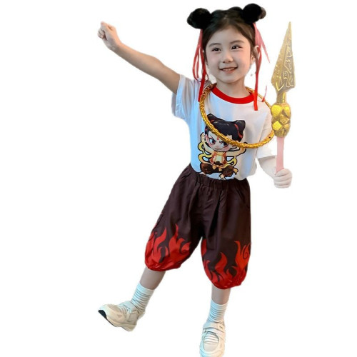 女童夏裝2025新款哪吒服裝兒童套裝網紅炸街女寶寶夏季洋氣兩件套