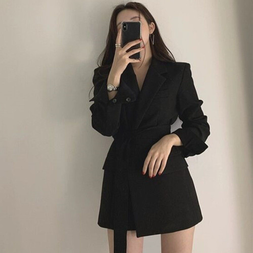 高級質感小西裝2024秋Chic復古港風韓版收腰系帶氣質西裝外套女潮