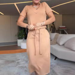 歐美秋冬連衣裙女長袖純色氣質修身高級感黑色時尚短款裙子